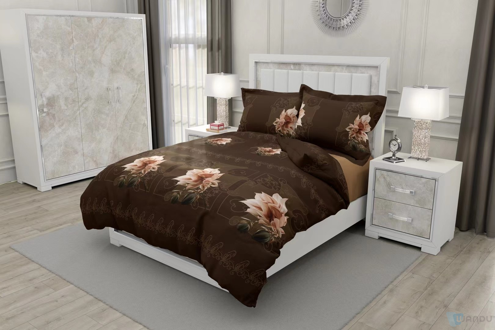 100% Polyester Bed Cover Set 4Pcs Home Cover Bedding Set