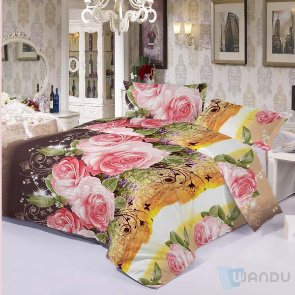 New Fashion Design Luxury Custom 4 Pcs Bed Sheet Set King Size Microfiber Cover Bedding Set 100% Polyester