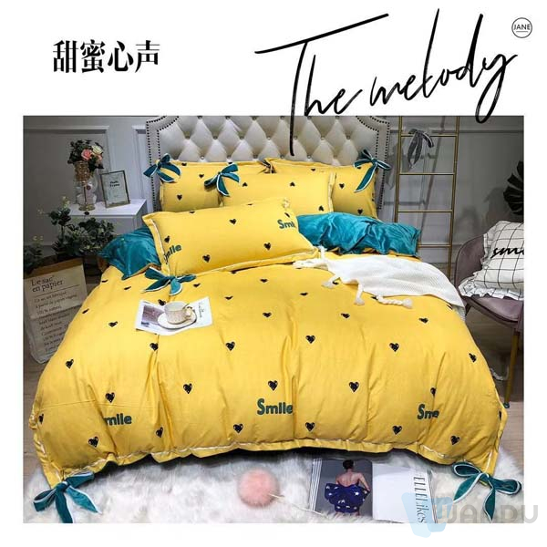 2021 New Cute Embroidery Comforter Bed Sheet Bedding Set Luxury Polyester Queen King Size Cover Set Bedding