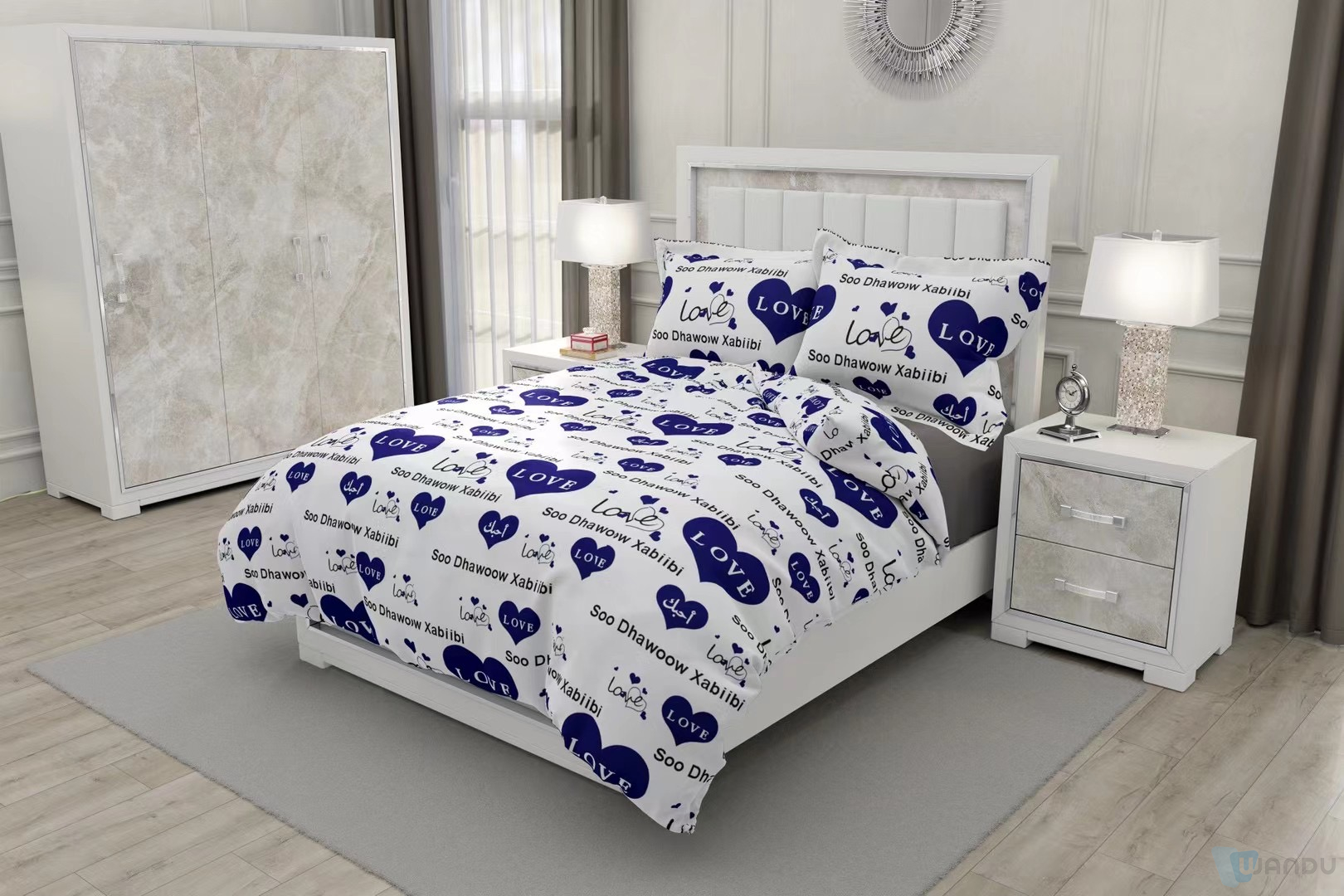  4 Piece Floral Print Bedding Set 100% Polyester Custom Cheap Bed Sheet Bedding Set Full Size